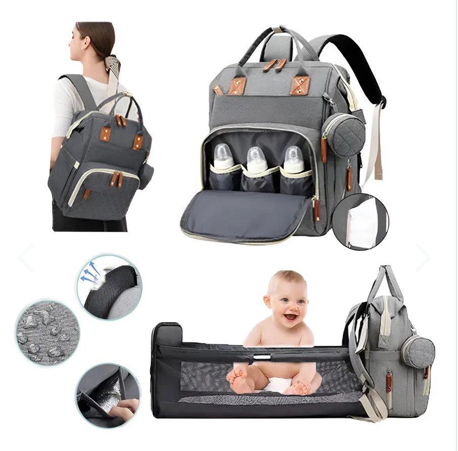 Pañalera con cambiador y monedero